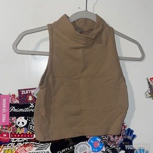 Stretchy crop top turtle neck